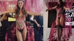 环球小姐秀民族服装 腰上摊的荷包蛋亮了