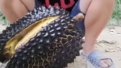不会吃榴莲 竟用火烤 但看起来很鲜嫩肥美 应该很好吃